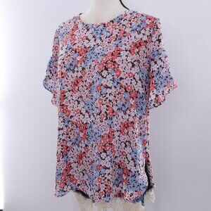 LOFT |‎ Short Sleeve Floral Chiffon Top Medium